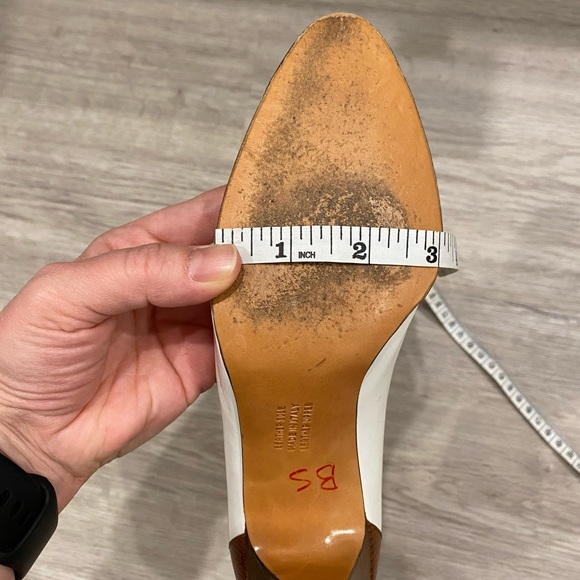 VINTAGE Italian Leather Salvatore Ferragamo White & Brown Two-Tone Heel Size 6.5 - Picture 8 of 8